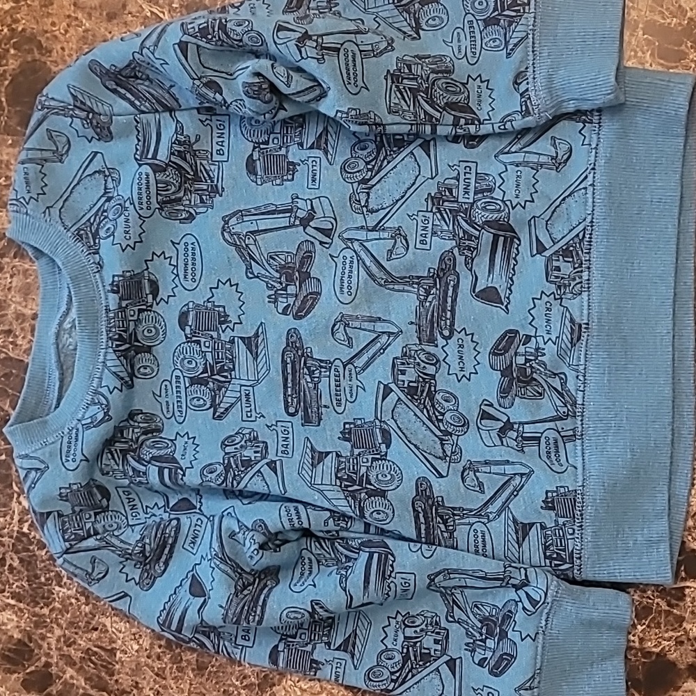 Blue Sweatshirt with construction machine print